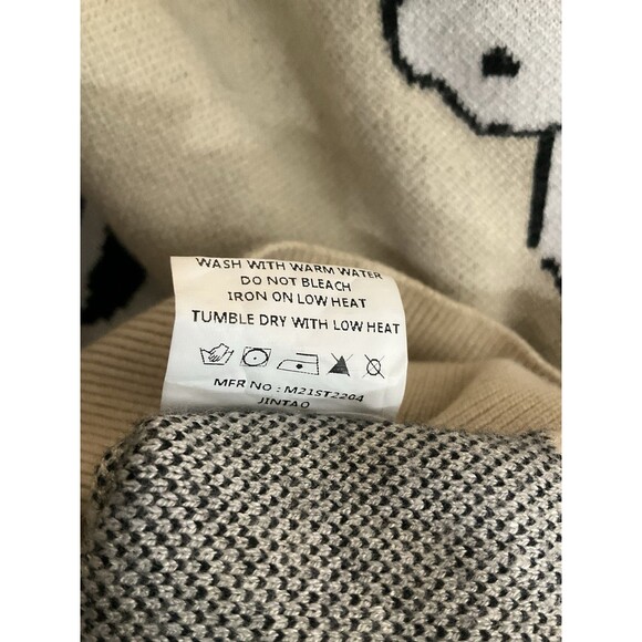 Simplee Womens Cow Print Crew Neck Sweater XL Beige Long Sleeve Soft Farm Animal - Picture 6 of 6